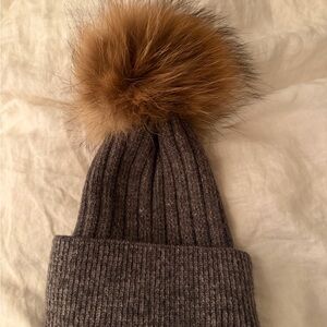 Iceland Gray Knit Beanie with Pom-Pom
